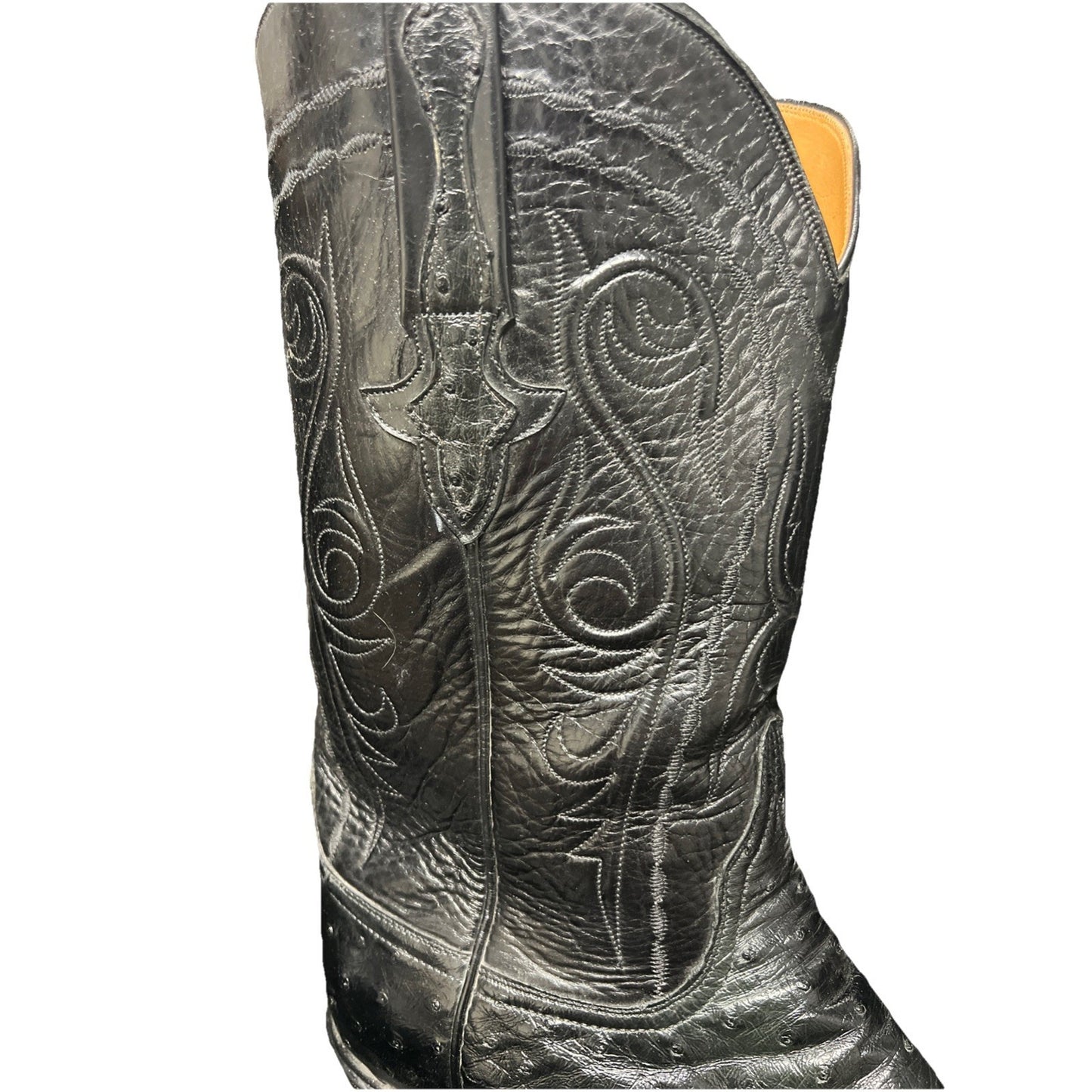 Lucchese Classic Black Full Quill Ostrich Leather Luke Western Boots Sz 11