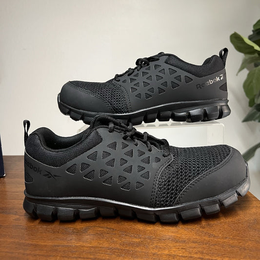 NIB Reebok SUBLITE CUSHION WORK Comp Toe Black Shoe Sneaker Women 8M Unisex