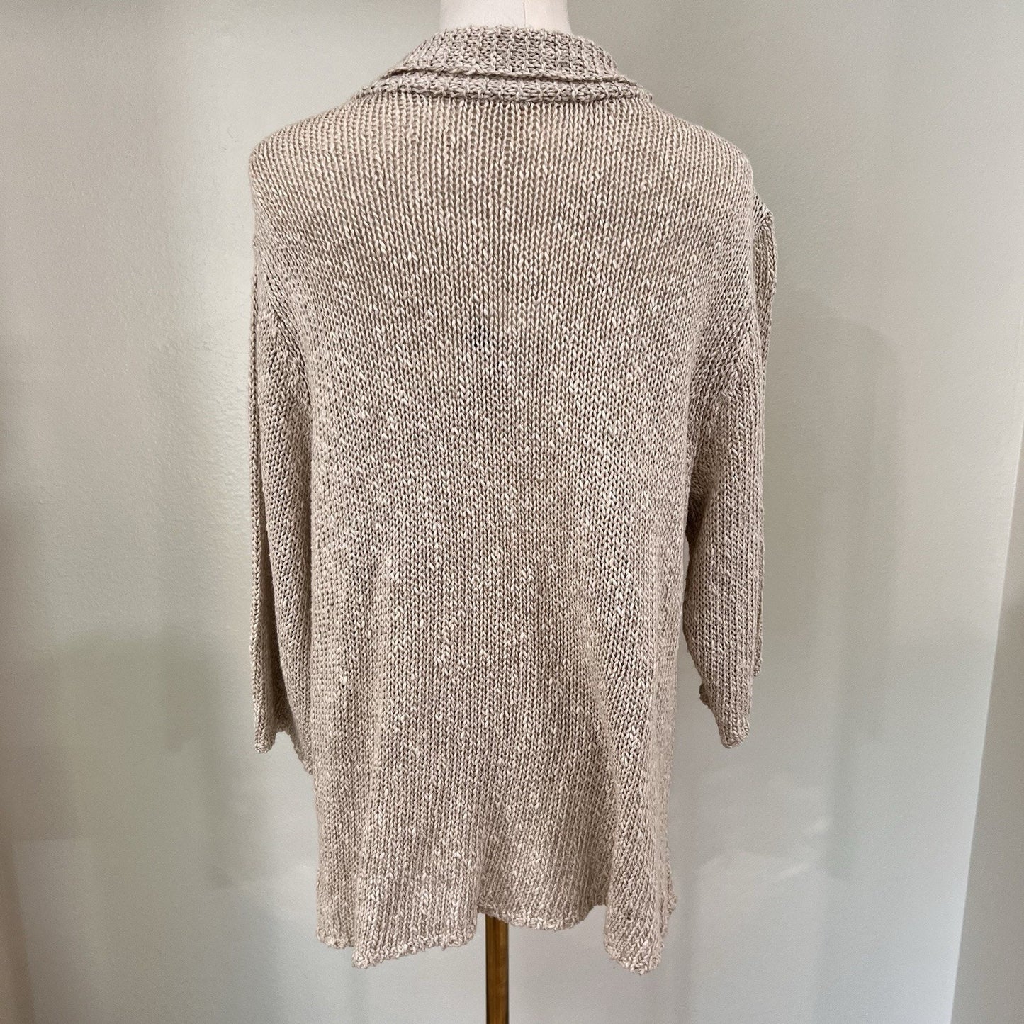 Eileen Fisher 1X Open Knit Cardigan Linen Cotton Minimalist Coastal Lagenlook