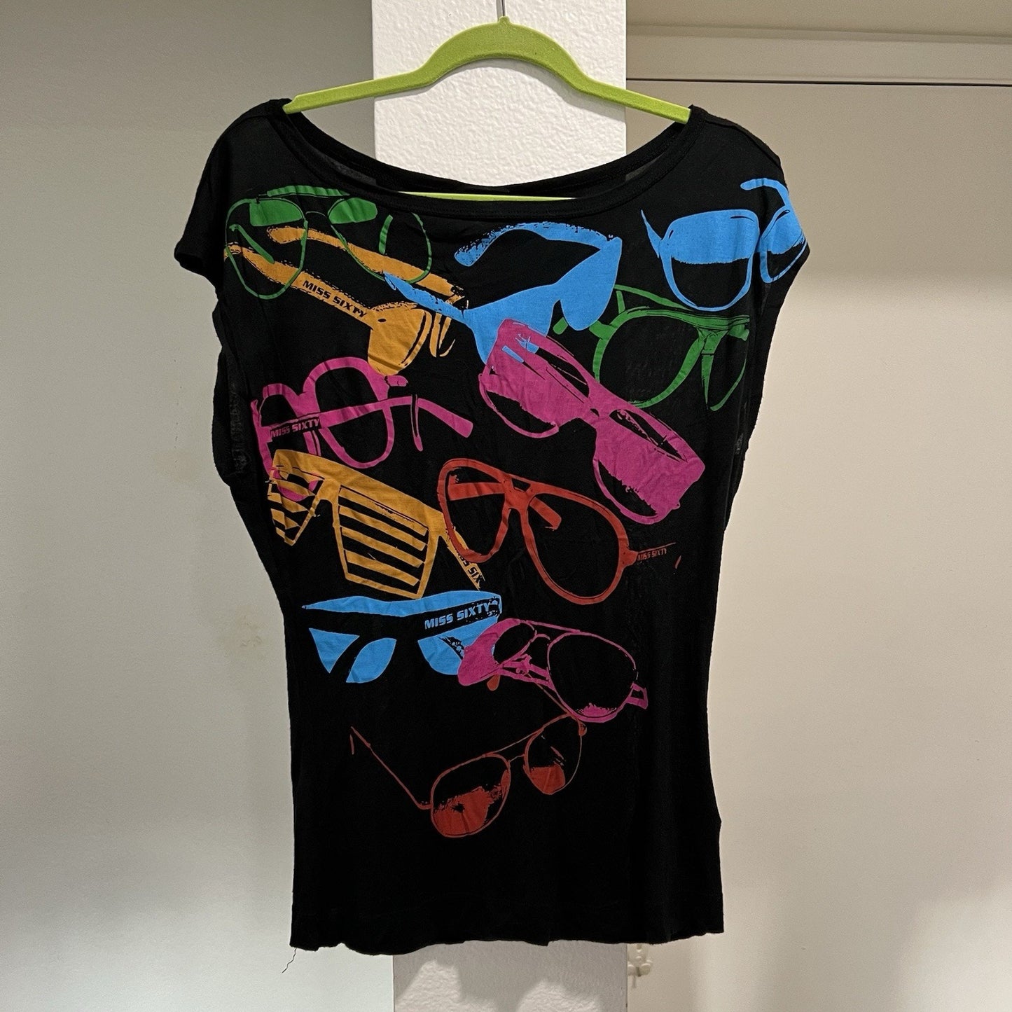 Miss Sixty Y2K T Shirt XS Eurofashion Bold Print Pop Art Clubwear McBling Punk