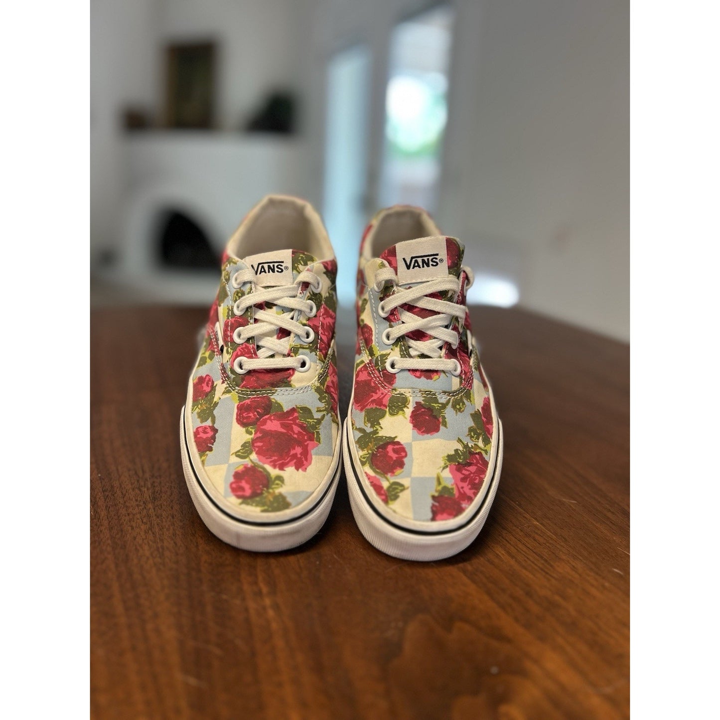 Vans Doheny Blue Check Rose Pattern Women's Sneakers Size 6