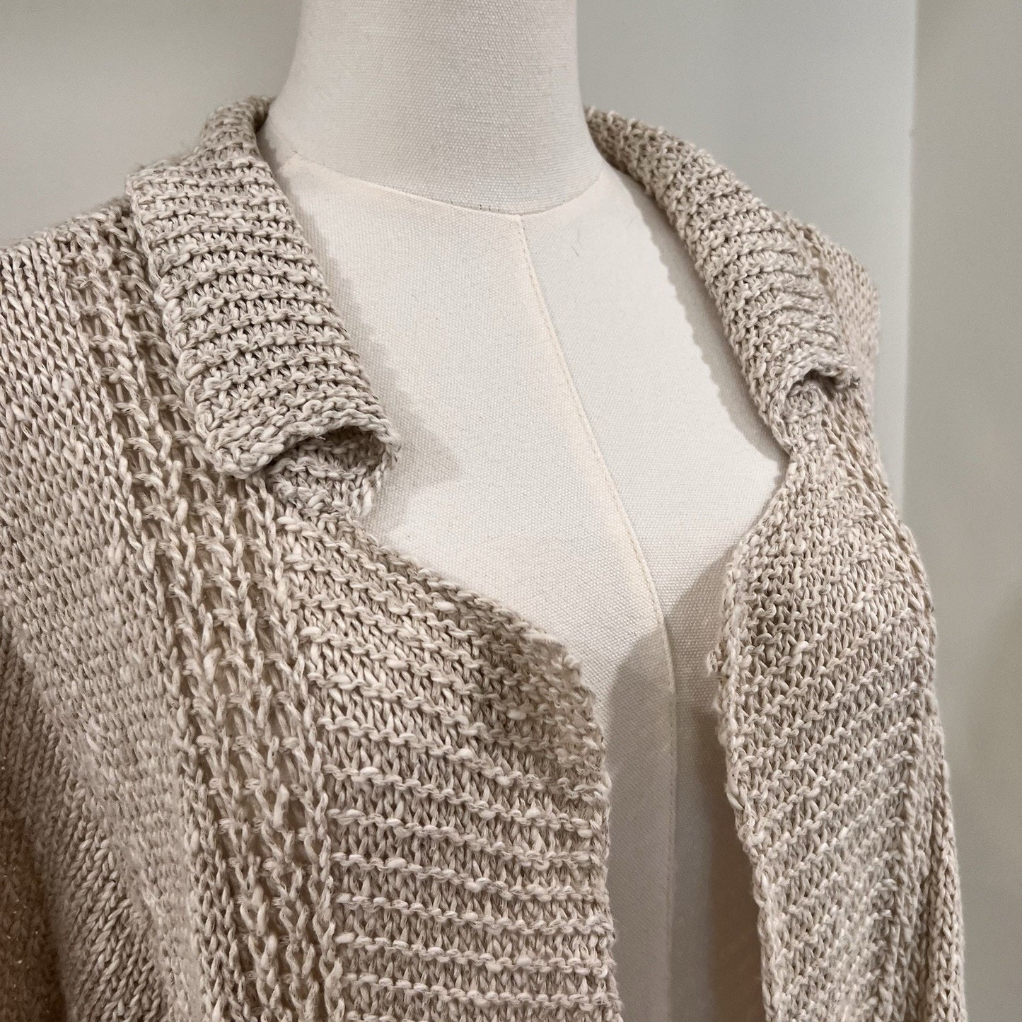 Eileen Fisher 1X Open Knit Cardigan Linen Cotton Minimalist Coastal Lagenlook