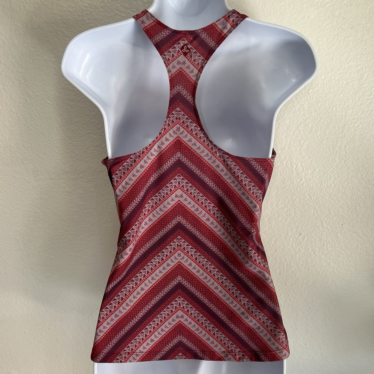 prAna XS Boost High Neck Racerback Sleeveless Top Womens Pink Purple Geometric