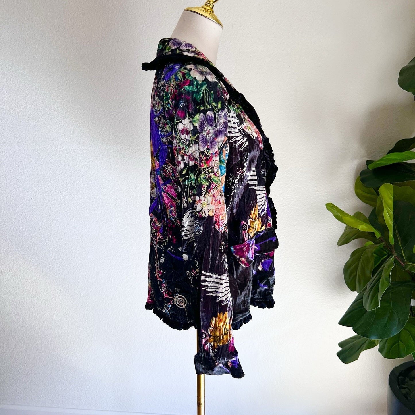 Alberto Makali Velvet Blazer Floral (L) Gothic Witchy Romantic Wearable Art