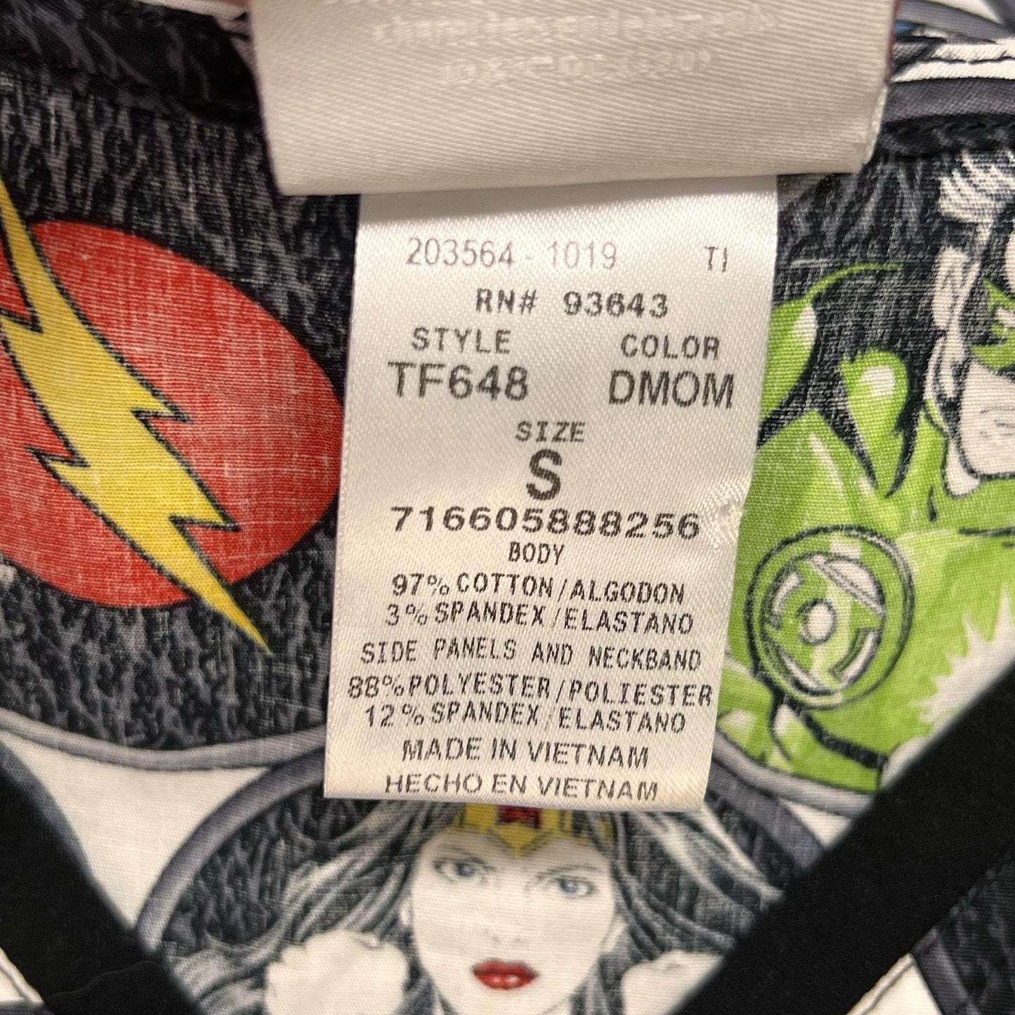 Justice League Cherokee Scrubs DC Tooniforms (S) Women’s Neck Top TF648 AOP