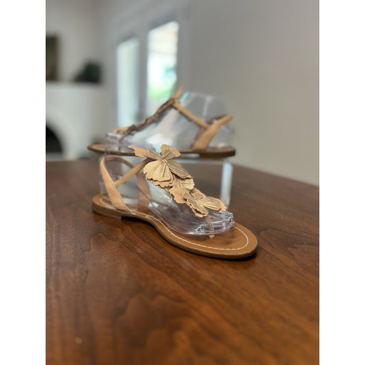Kate Spade New York CELO Butterfly Flower Leather Thong Sandals Pink Nude Gold