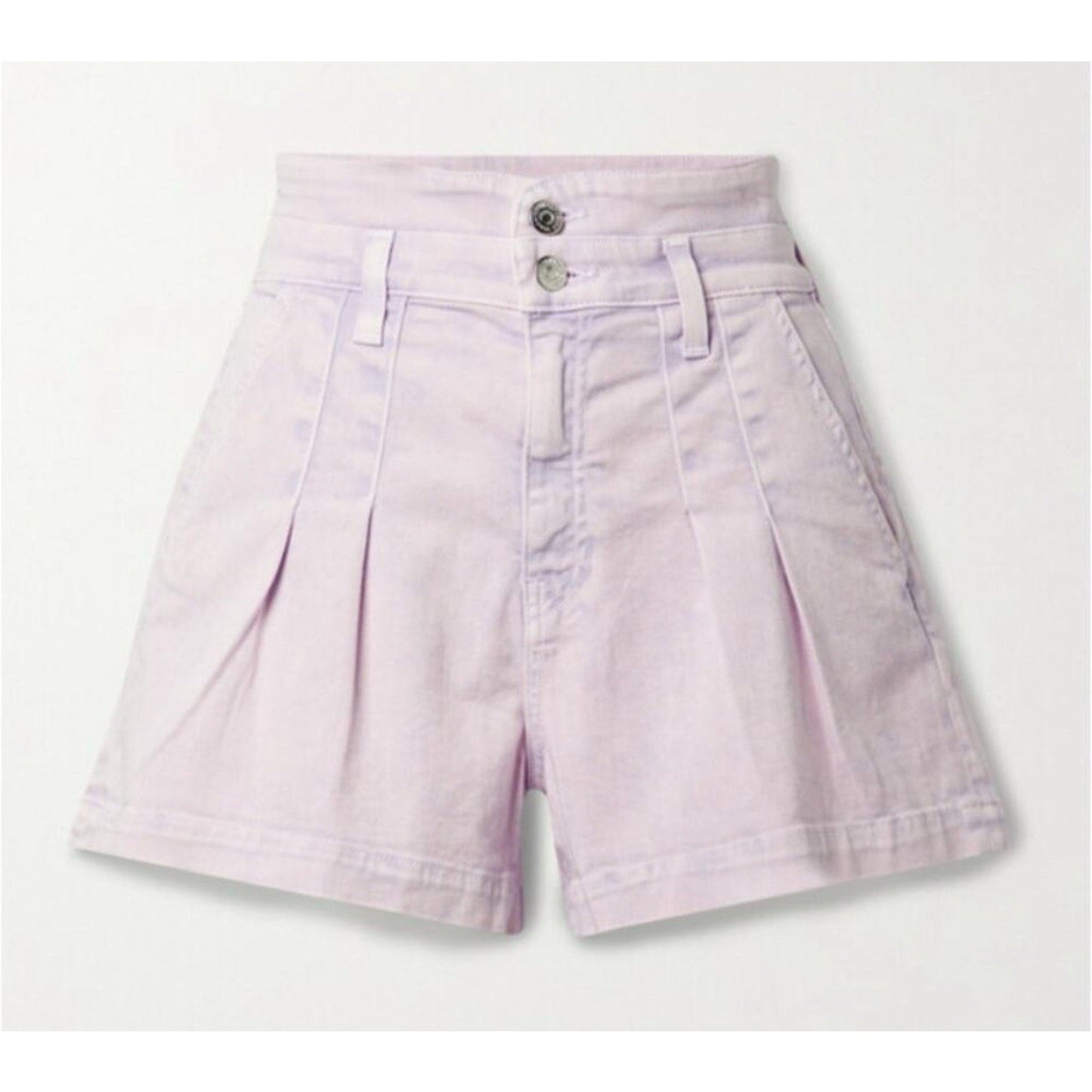 Veronica Beard 26/2 Jaylen High Rise Pleated Denim Shorts Lavender Purple