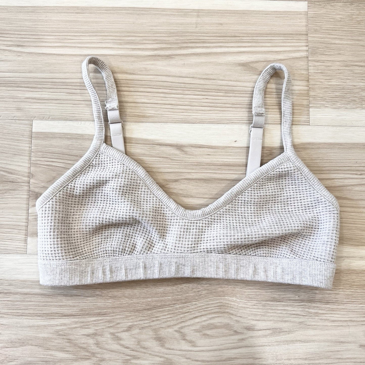 Negative Underwear Waffle Knit Lounge Bralette Sz 2 Sand Beige Color Adjustable