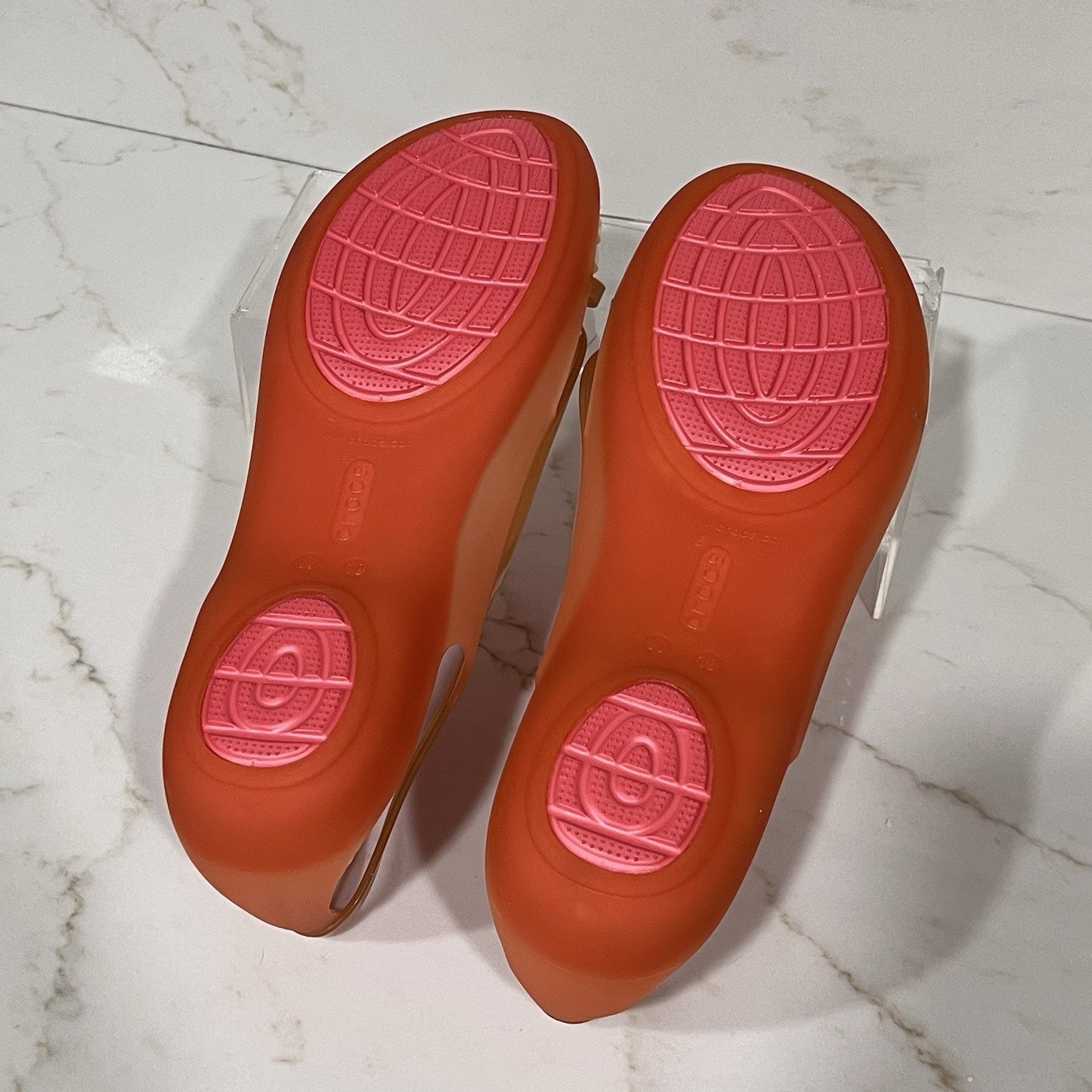 Crocs Isabella Huarache Jelly Sandals 10 Flat Slip On Coral Pink