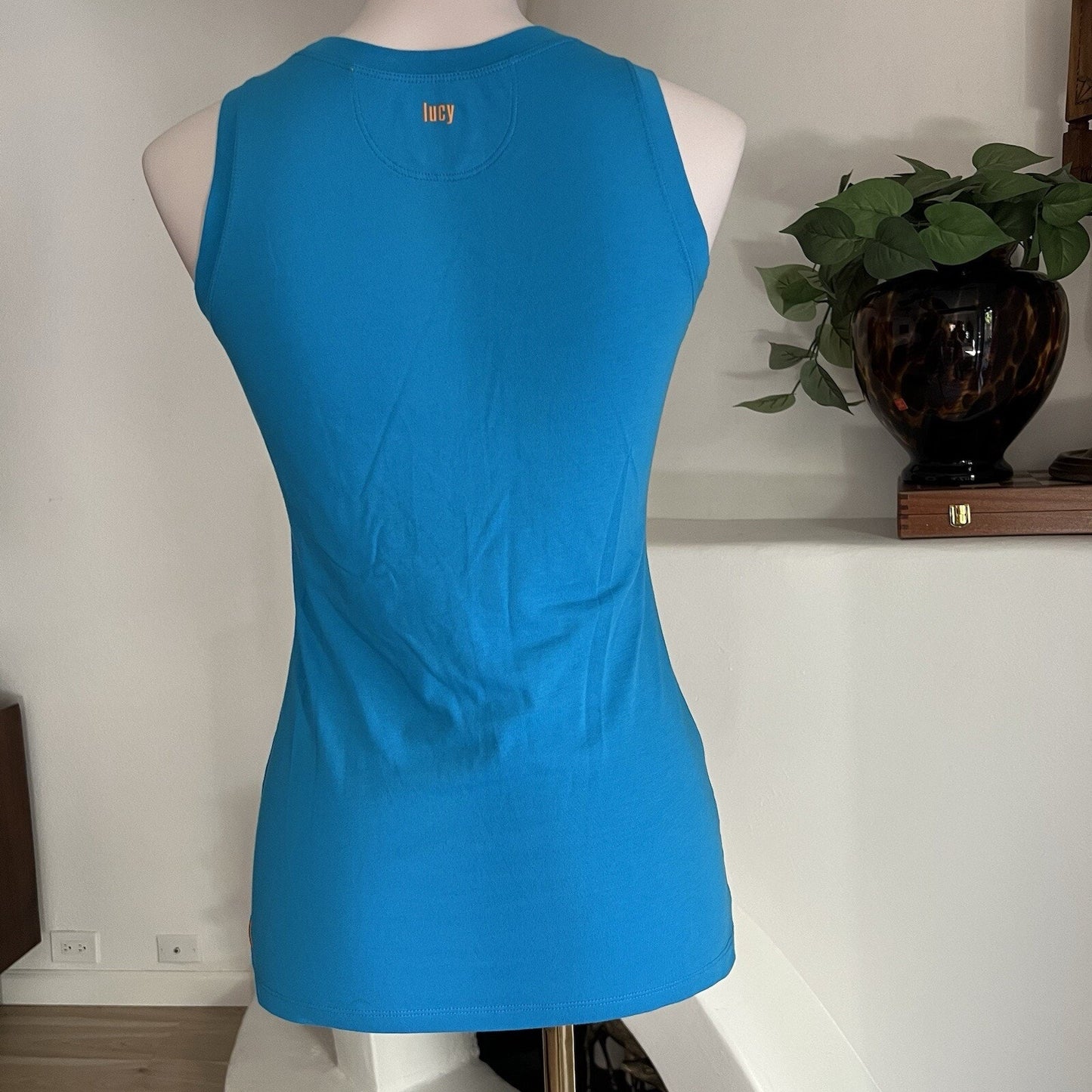 Lucy Tank Top Women (S) Blue Lucy Stretch Sleeveless Shirt Yoga Athletic Run Gym