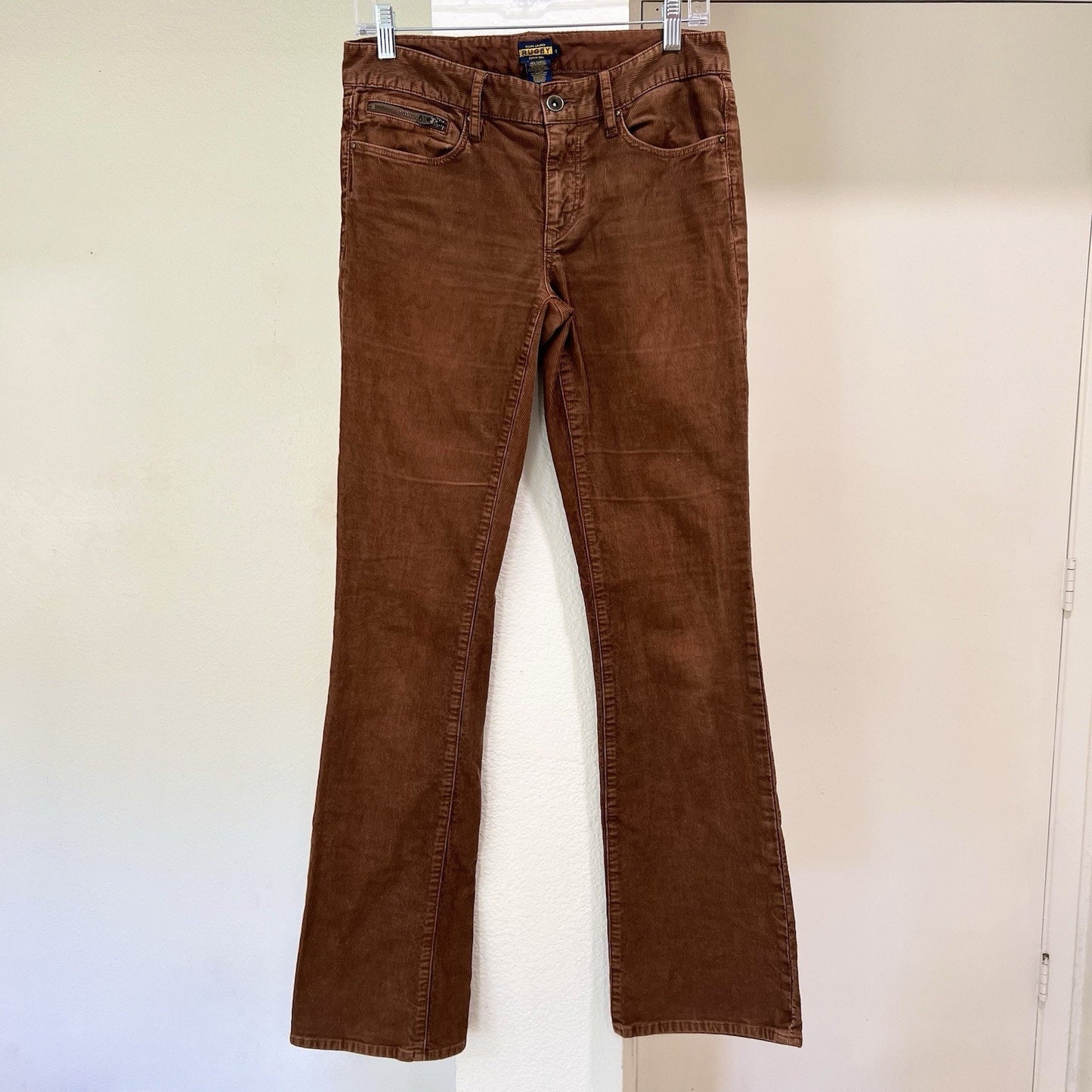 Ralph Lauren Rugby Corduroy 31” Pants Women 6 Brown Bootcut Low Rise Preppy