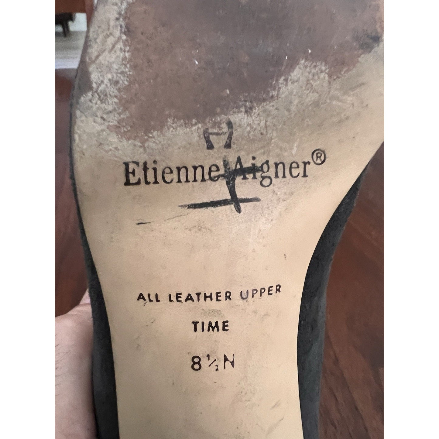 Vintage Etienne Aigner Charcoal Gray Suede Pump Sz 8.5