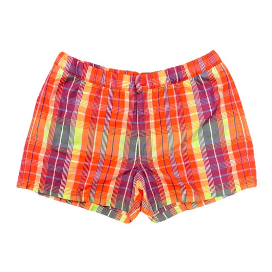 Sundek Swim Trunks (M) 3” Inseam Retro Vintage Neon Plaid 30” Unisex Shorts