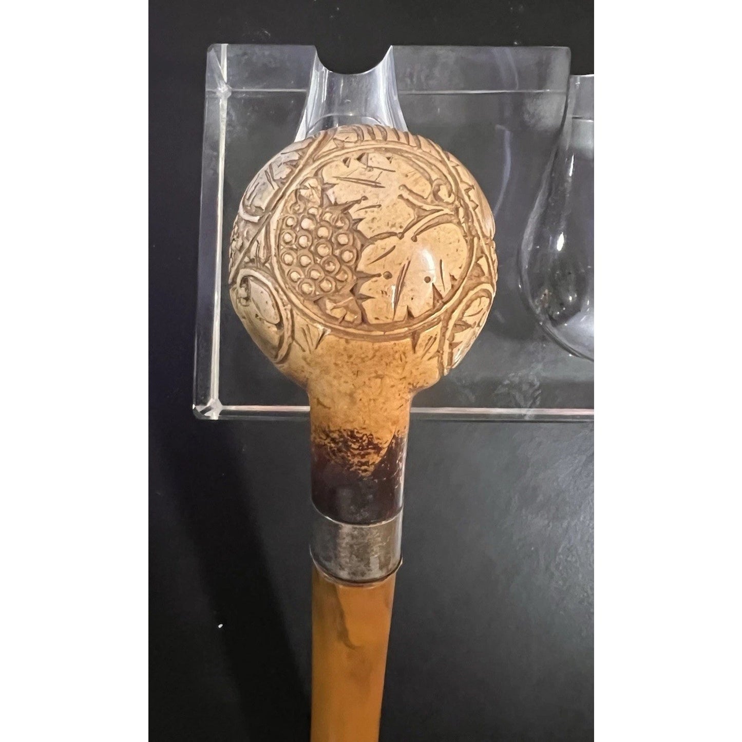 Vintage Hand Carved Meerschaum Estate Smoking Pipe w/ Sterling Silver Band
