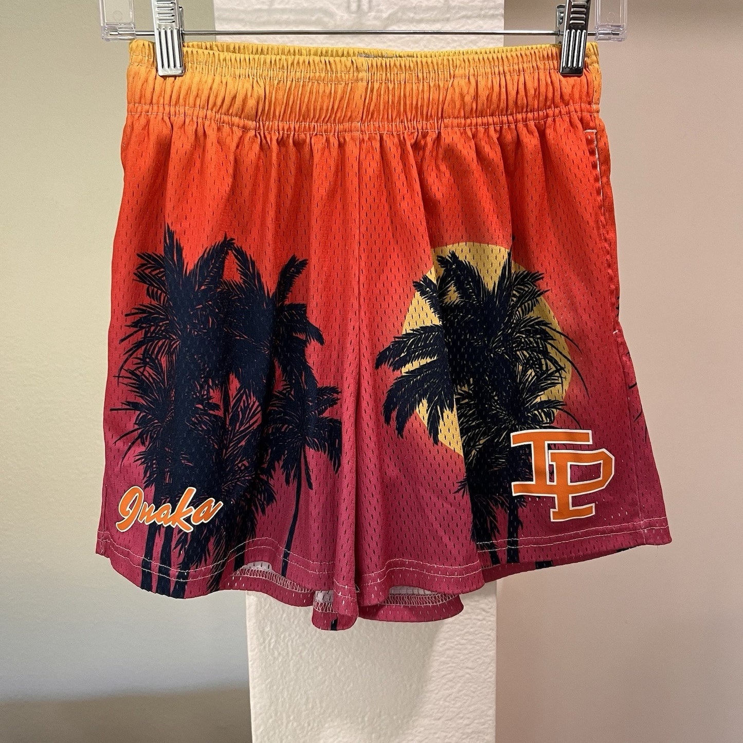 Inaka Power Shorts Mens (S) 25” Mesh Miami Vice Sunset Ombré Streetwear Pockets