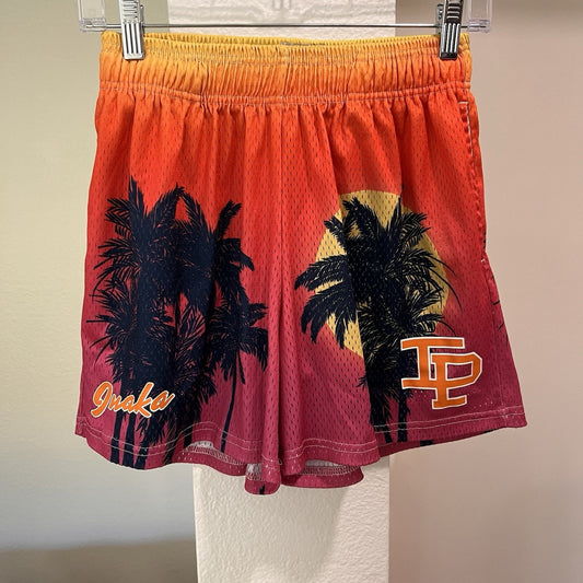 Inaka Power Shorts Mens (S) 25” Mesh Miami Vice Sunset Ombré Streetwear Pockets