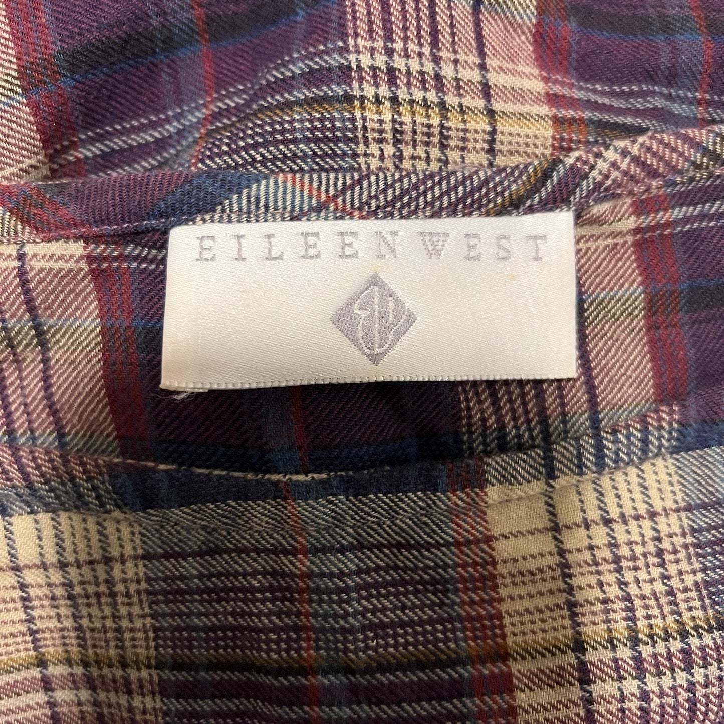 Vintage Eileen West Nightgown Wool Cotton Long House Dress Sleeve Plaid Flannel