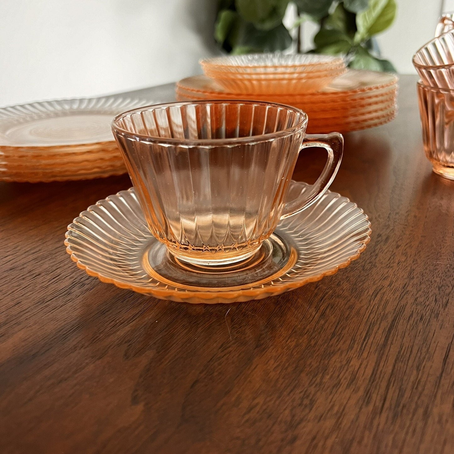 1930s Vintage Petalware Pink Depression Glass 20 Piece Set by MacBeth-Evans