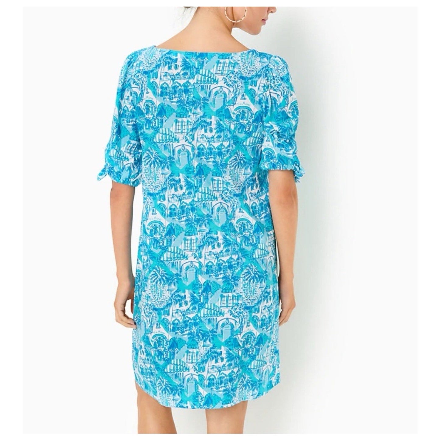 NWT Lilly Pulitzer XL Easley Short Sleeve Dress Sunny State Of Mind Amalfi Blue