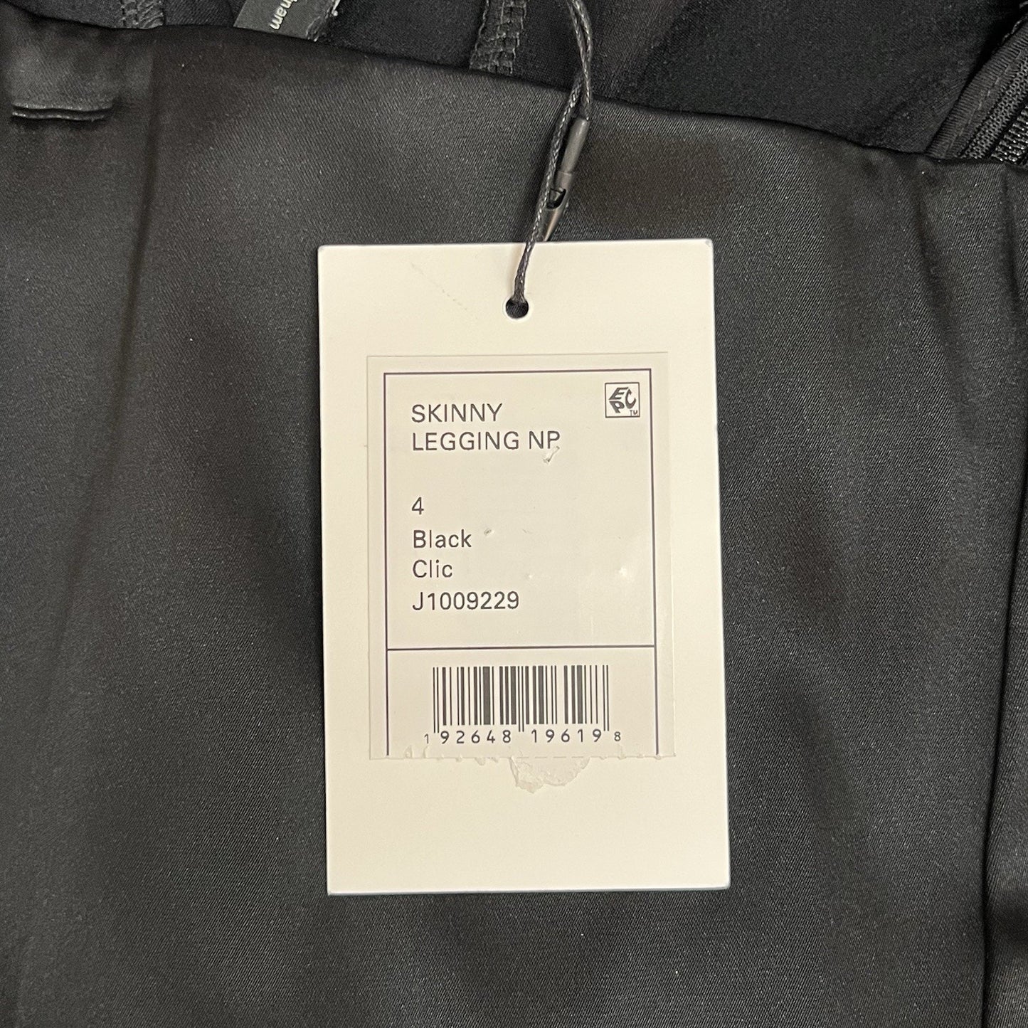 NWT $295 Theory Skinny Legging 4/27 Black Satin Stretch Pants Ankle Zip