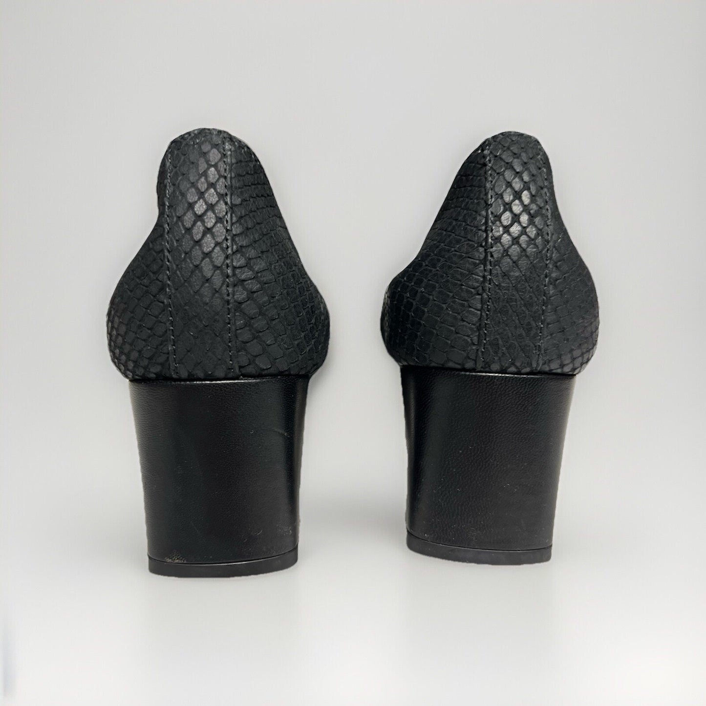 $645 Lanvin Black Snake Block Heel Ballerina Embossed Nubuck Leather 7.5 in Box