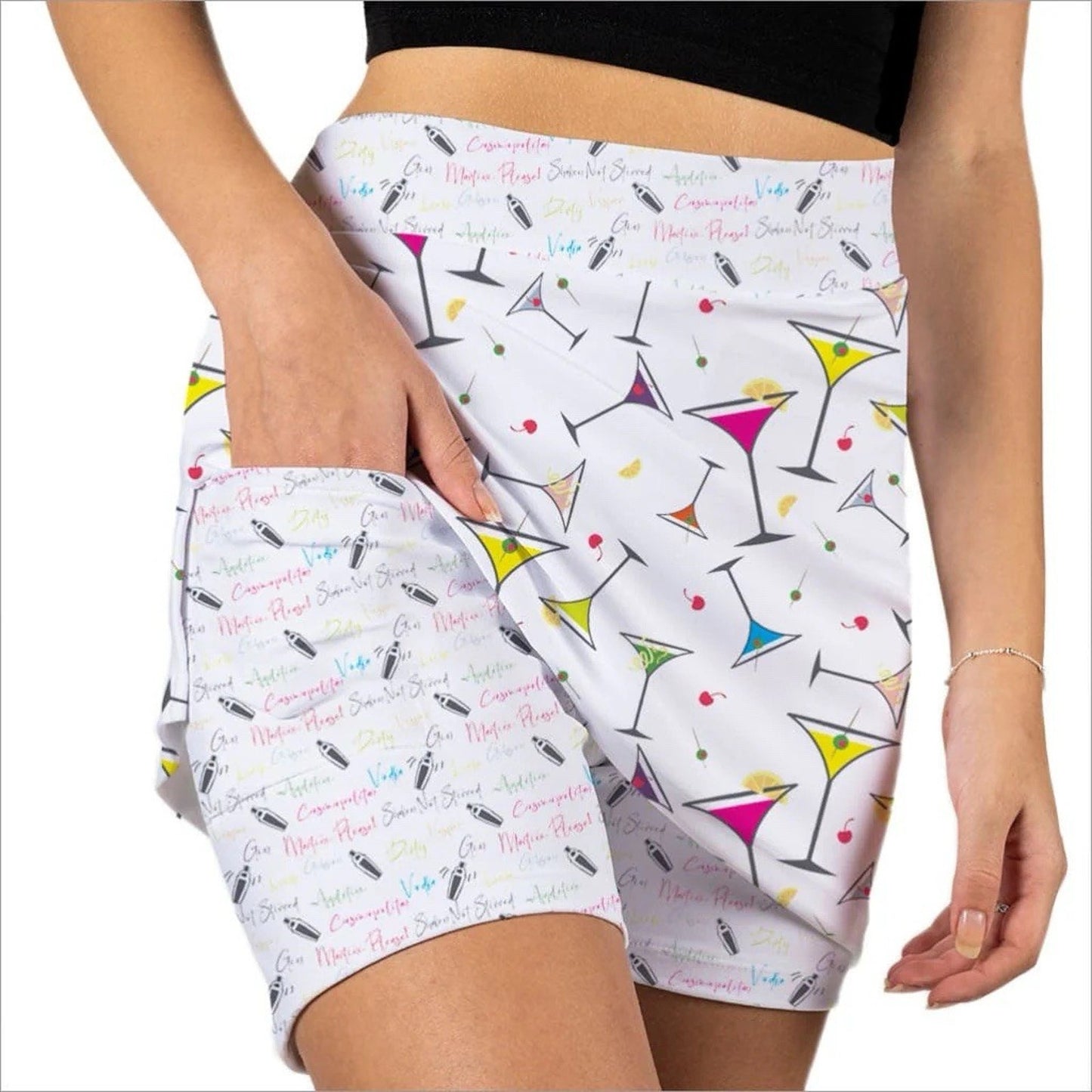 Skort Obsession (M 29”) Shaken Not Stirred Martini Retro Pickleball Tennis