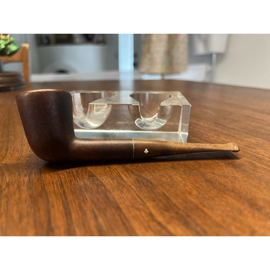 Vintage Dark Walnut Billiard Estate Pipe - Cracked Bowl