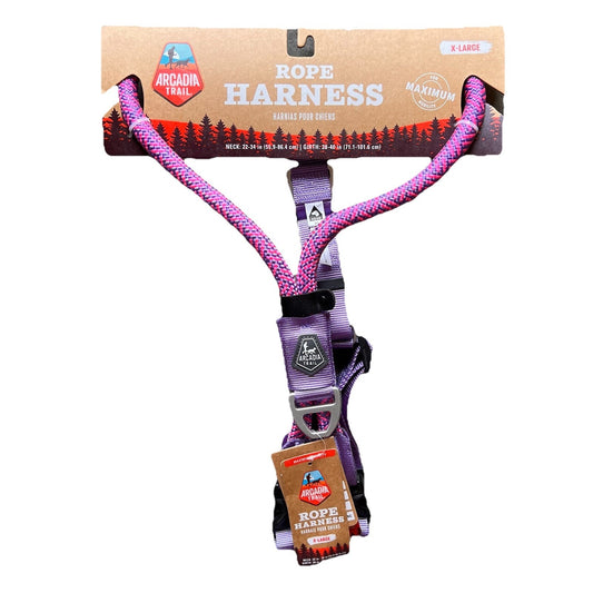 NWT Arcadia Trail XL Dog Puppy Rope Harness Pink Purple Paracord Outdoor New