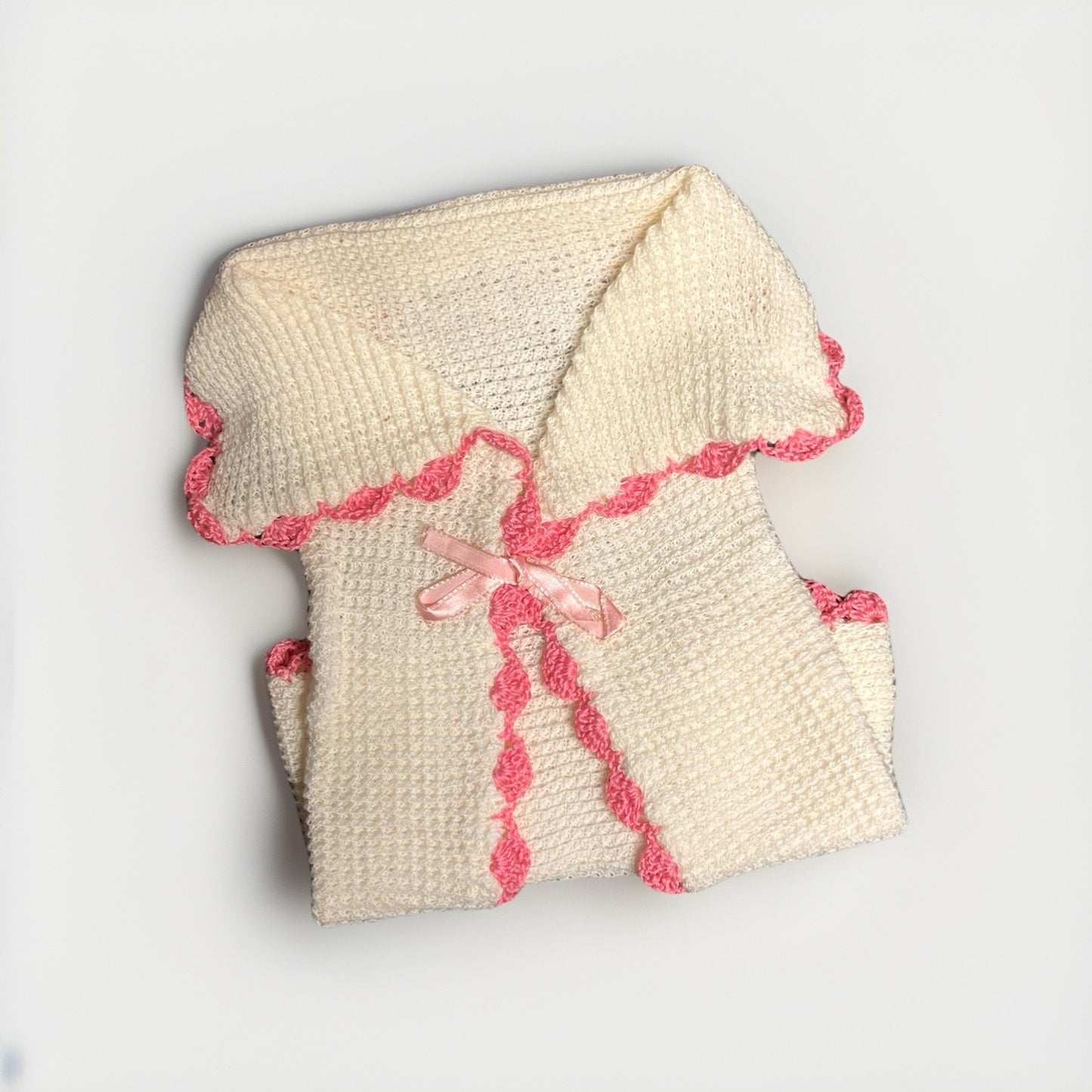 Vtg White & Pink Infant Outfit Hat Blanket Wrap Buster Brown Toe To Crown Box