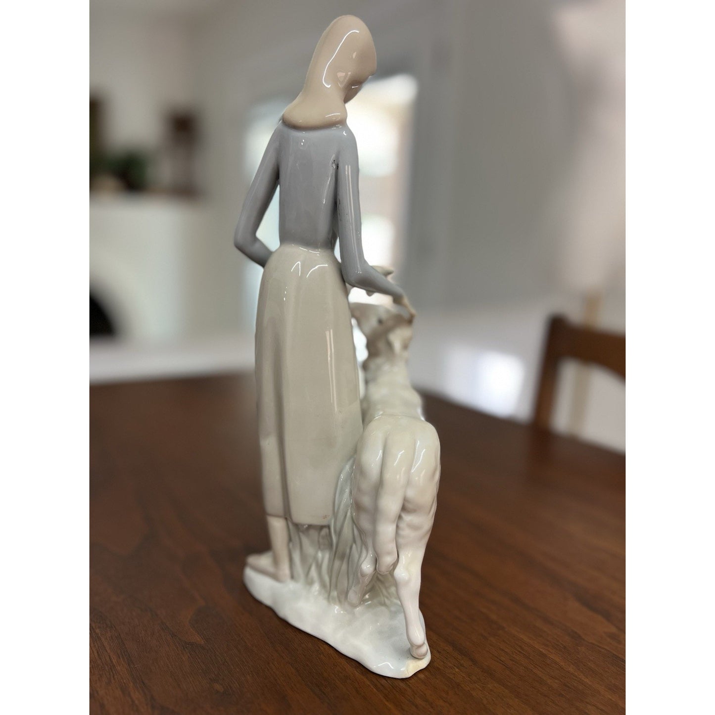 RARE Early LLadro Porcelain 1960's Figurine Peasant Girl with Sheep