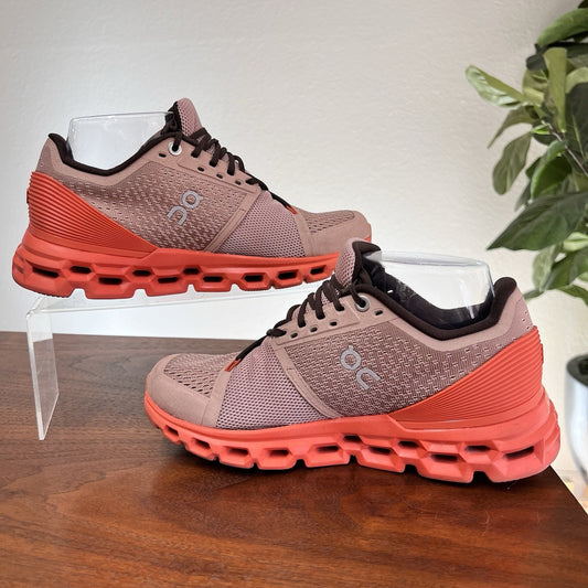ON Cloudstratus Sz 6 Women Running Sneaker Shoe Rosebrown Flare Orange