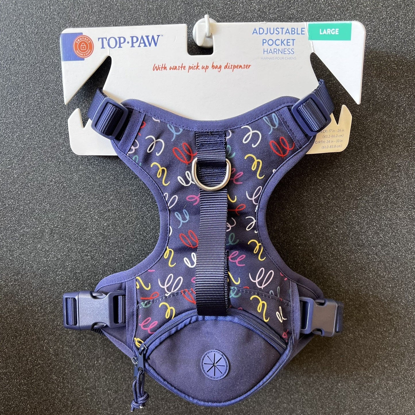 NWT Top Paw (L) Unisex Pocket Handle Dog Puppy Harness Waste Bag Dispenser New