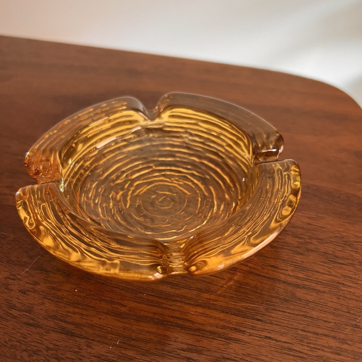 Anchor Hocking Soreno Harvest Gold Ashtray Amber 4.25” Vintage Bar Lounge Diner