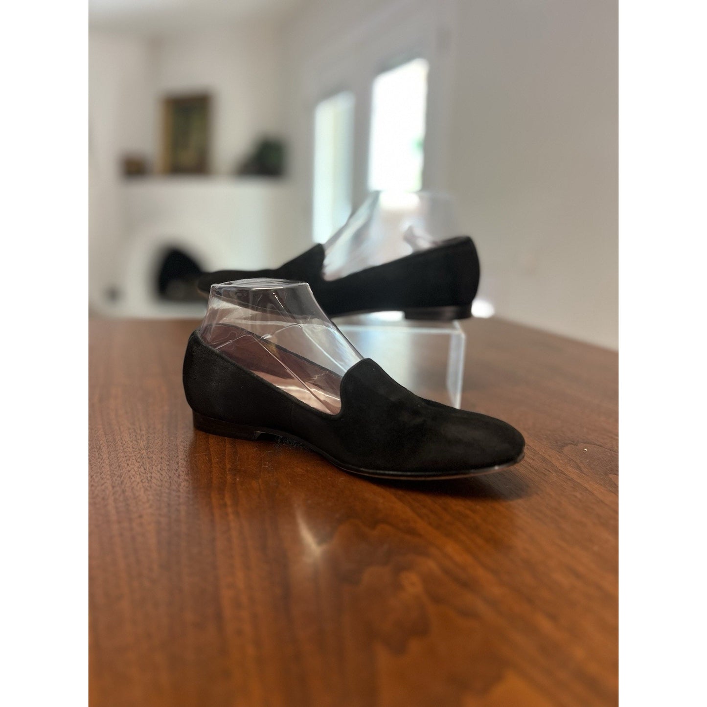VIONIC Willa Black Suede Smoking Slipper Loafer Flat Arch Support Women Size 6.5