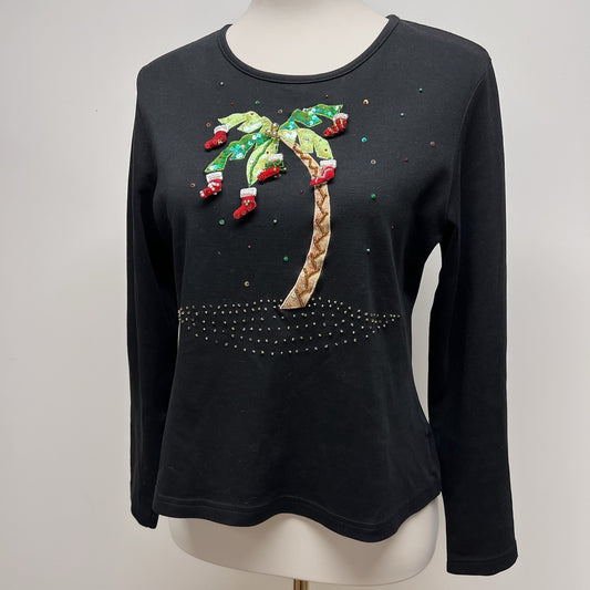 Jack B Quick (M) Christmas Palm Tree Holiday Shirt Tacky Kitsch Tropical Ugly
