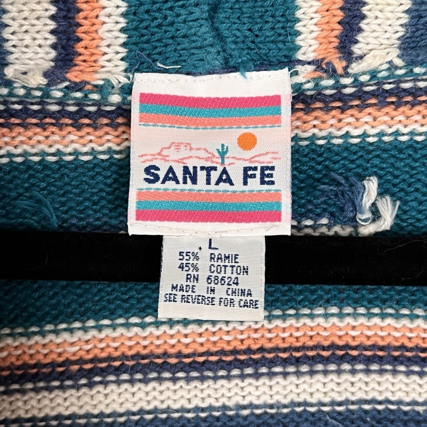 Vintage 90s Santa Fe Aztec Southwest Cardigan Knit Grandpa Sweater Shawl Collar