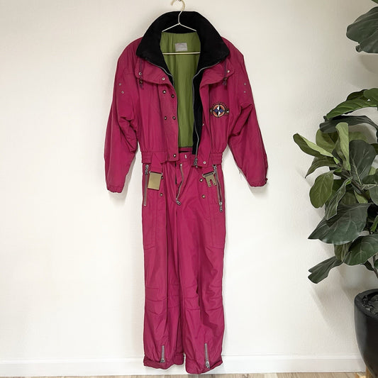 Vintage 90s BOGNER Convertible Ski Suit Sz 8 Pink Helicopter Power Skiing