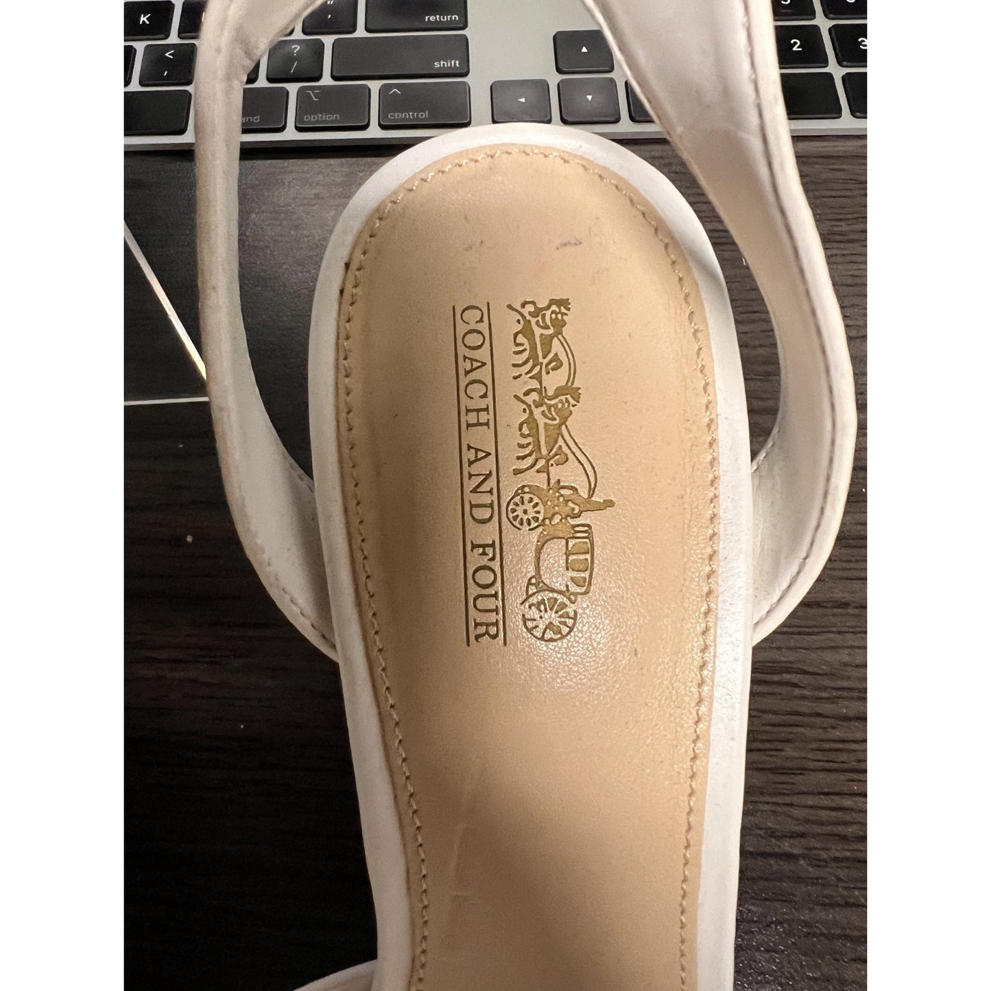 Coach and Four White Ankle Strap Heels Sandals