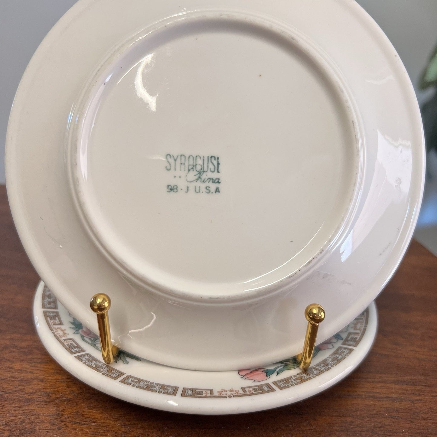 2 x 1969 Syracuse Restaurant Ware Indian Tree Pink Bread Butter Plate 98-J 6.25”