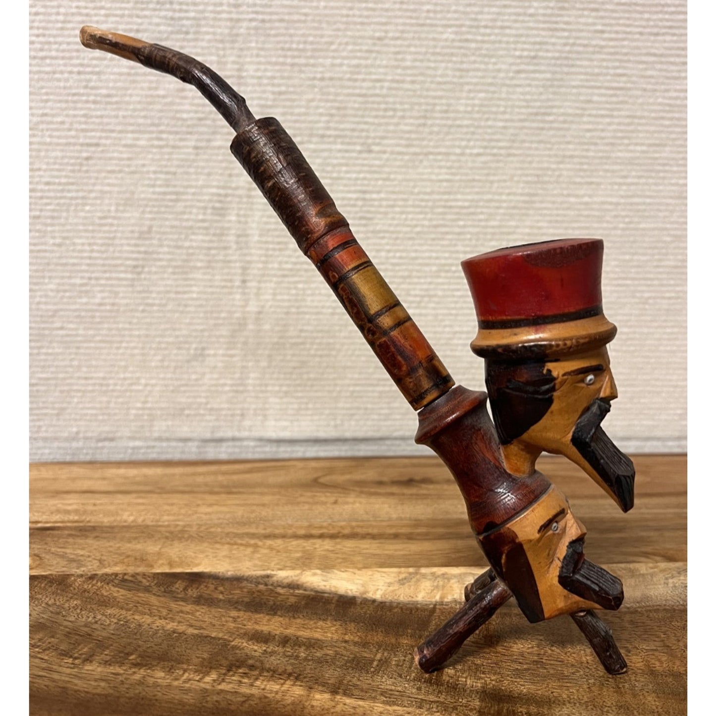 Vintage Italian Tyrolean Tobacco Pipe Hand Carved Double Figural Head