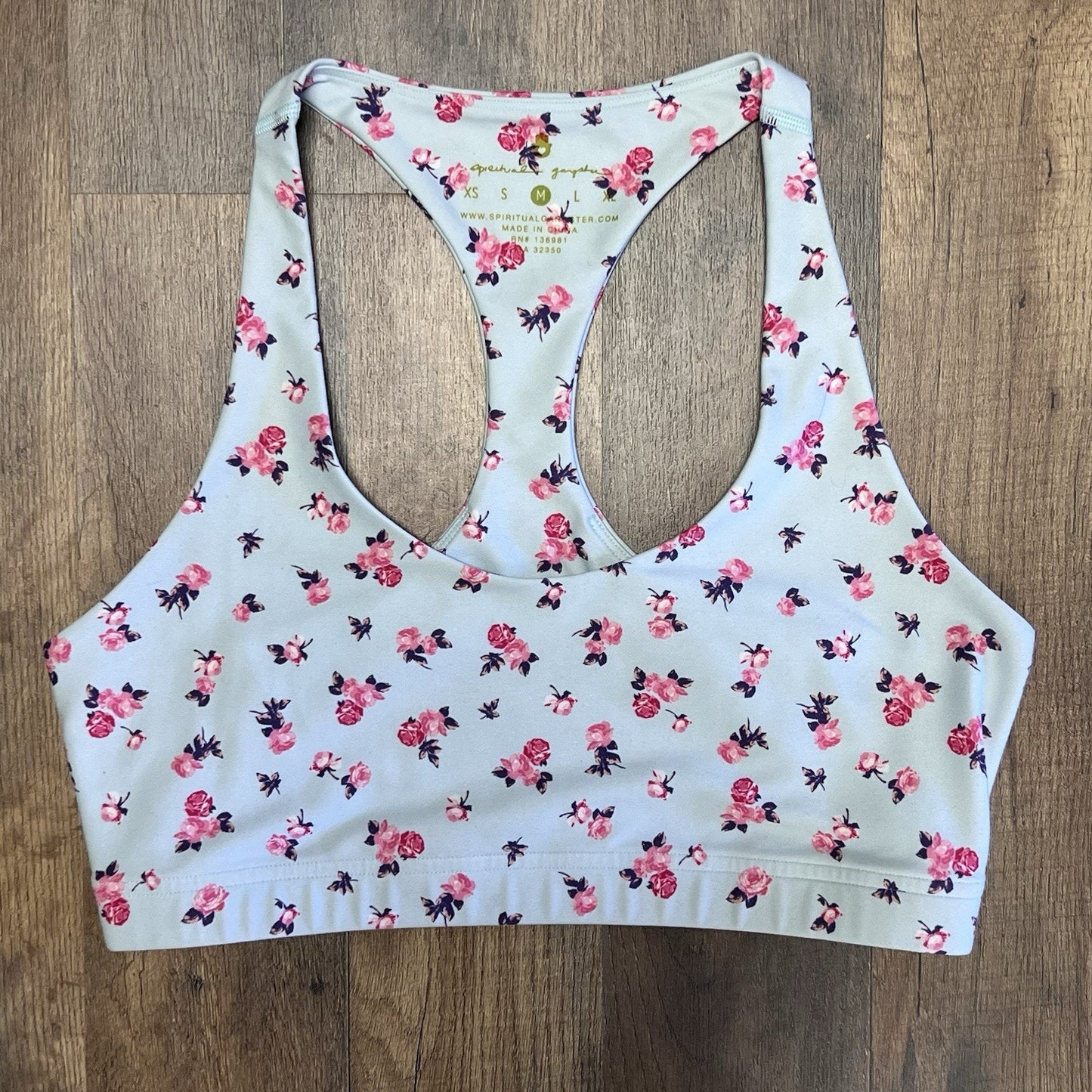 Spiritual Gangster Verve Jersey Sports Bra (M) Floral Coquette Strappy Racerback