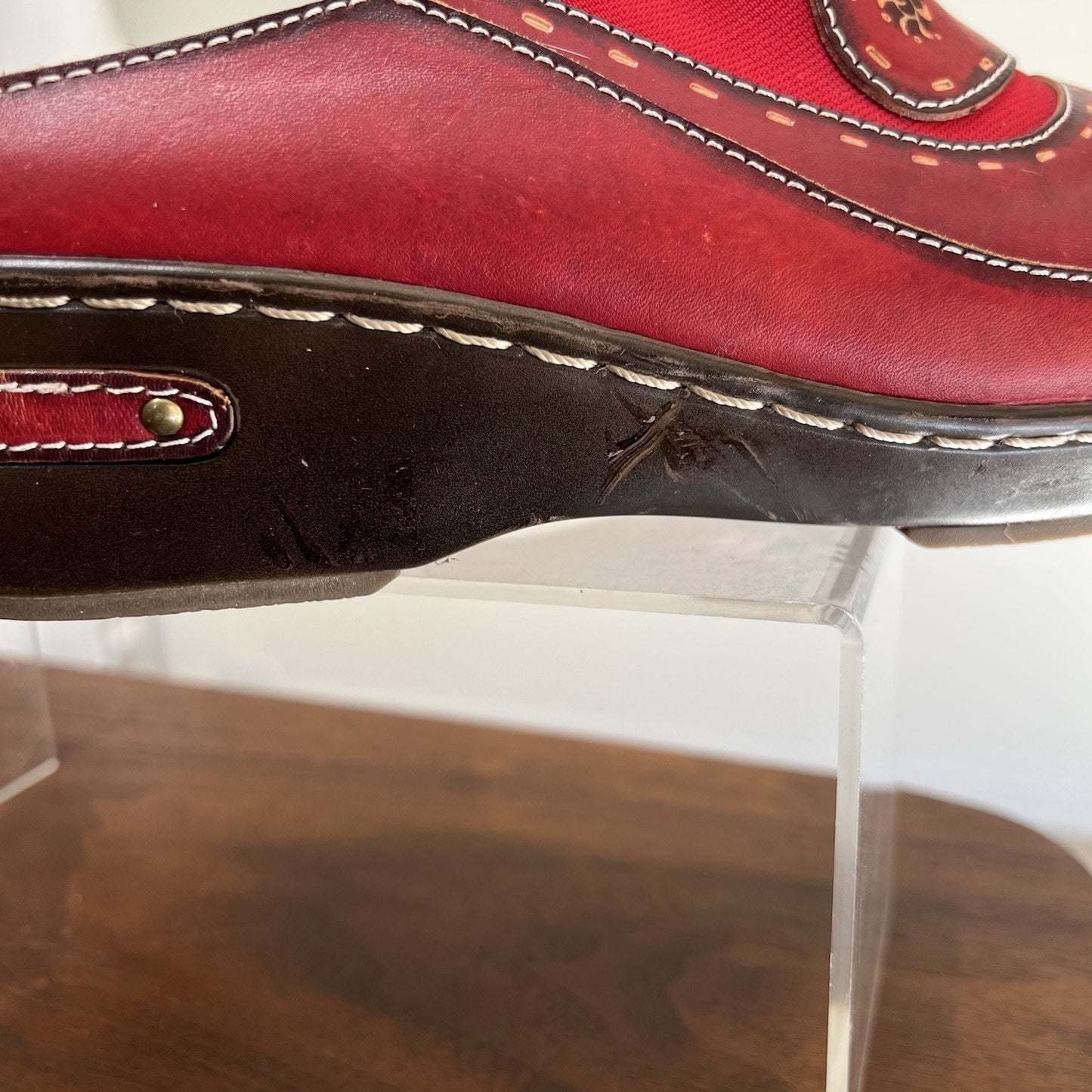 L'Artiste by Spring Step Mule Womens Chino Red Leather Clog 11.5 Sz 42 EU
