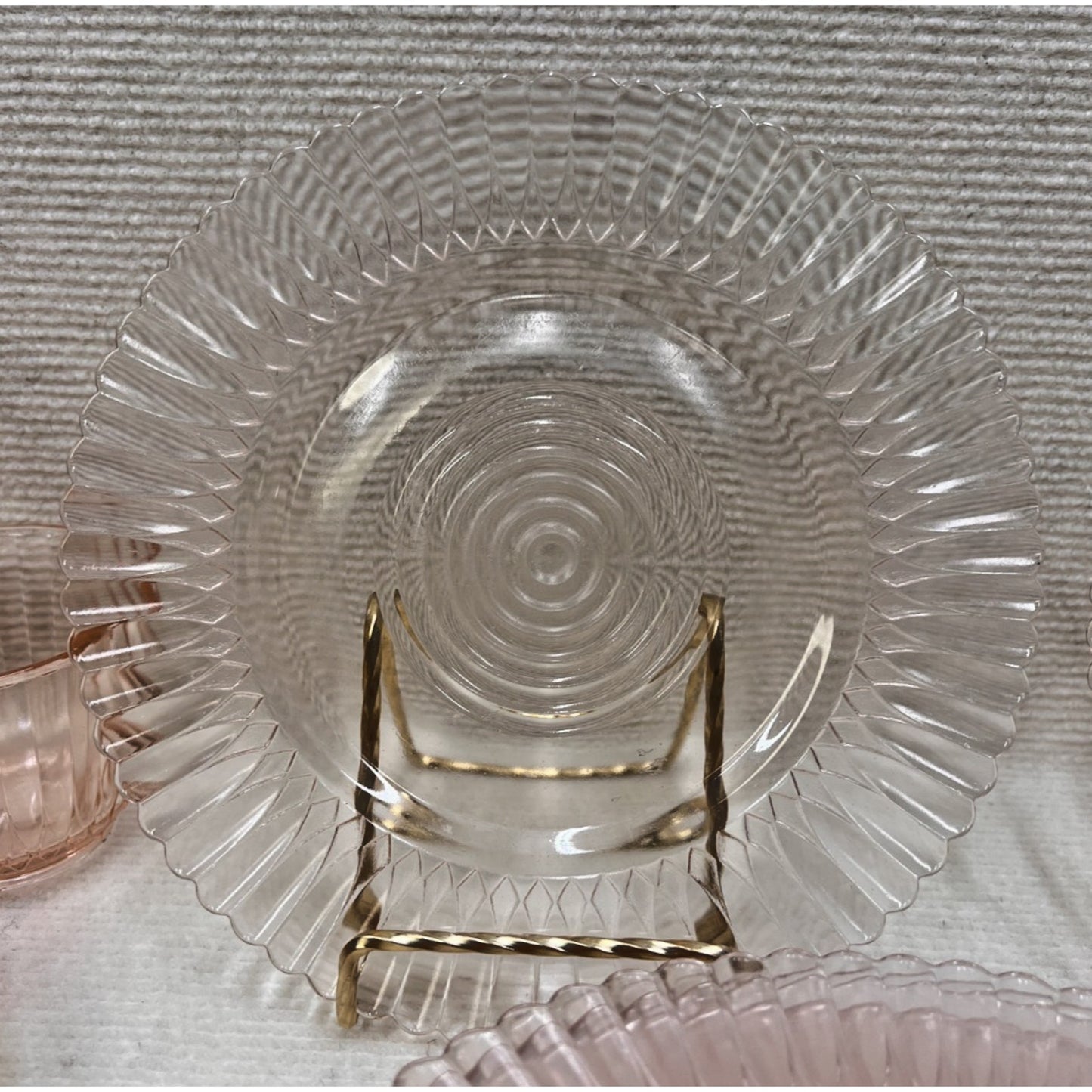 Vtg 1930's Macbeth Evans Pink Petalware Depression Glass 16pc 4 Place Setting
