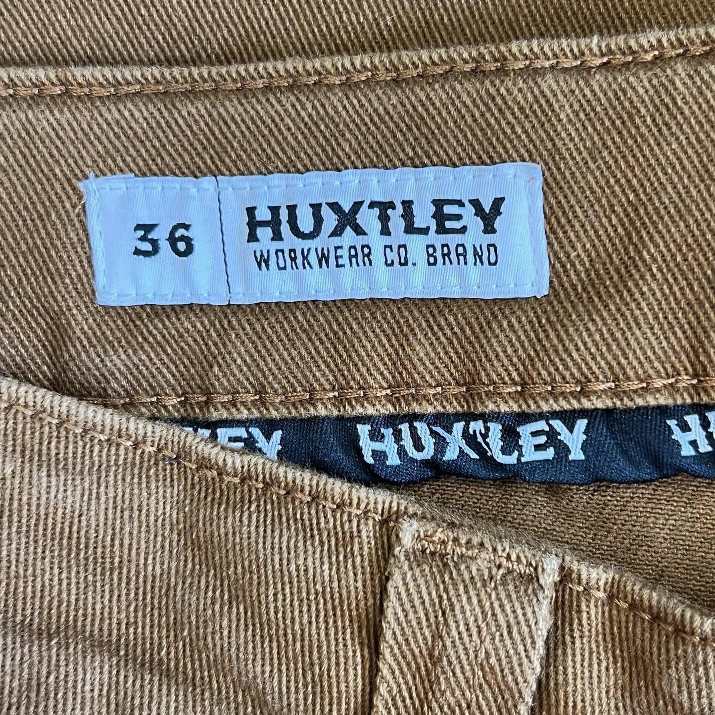 Huxtley FX-1 Work Pants 36x30 Triple Stitch Double Knee Adjustable Waist Brown