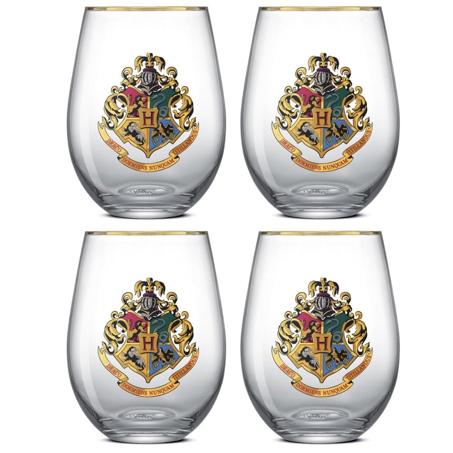 Harry Potter Hogwarts Heritage Stemless Wine Glass Set JoyJolt House Crests