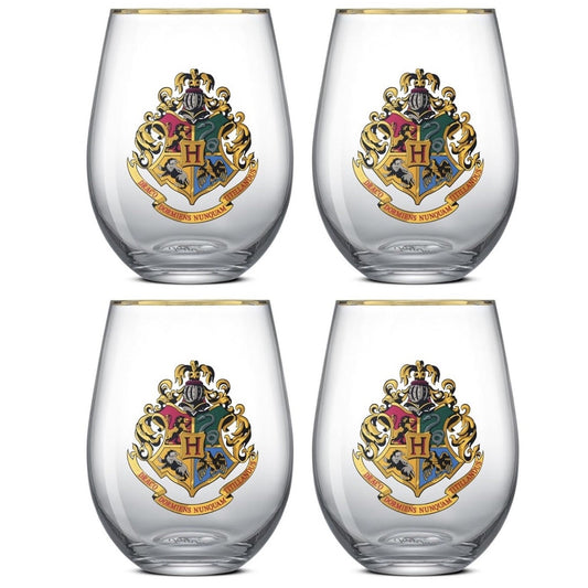 Harry Potter Hogwarts Heritage Stemless Wine Glass Set JoyJolt House Crests