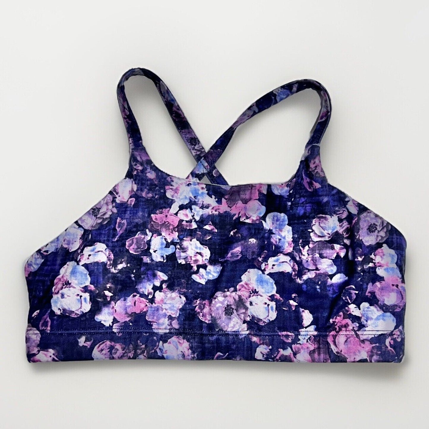 Athleta Girl Size 14 XL Sports Bra Strappy Full Coverage Criss Cross Back Purple