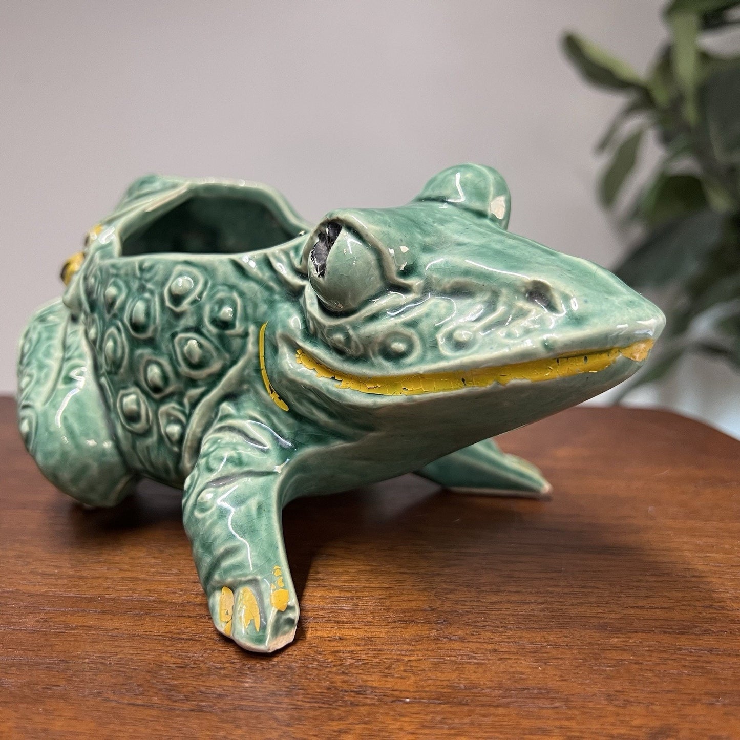 McCoy Large Green Frog Planter Pottery USA 8.25” 1950 MCM Retro Vintage