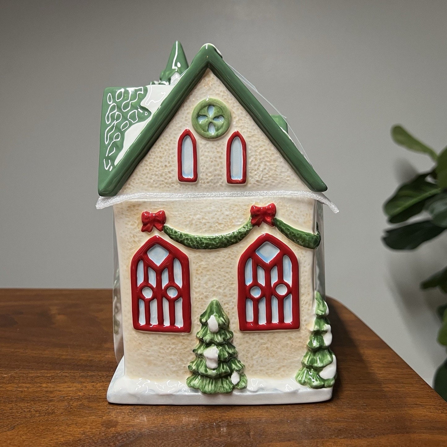 NEW Ridgefield Home Christmas Cookie Jar Canister 9.5” Christmas Green Holiday