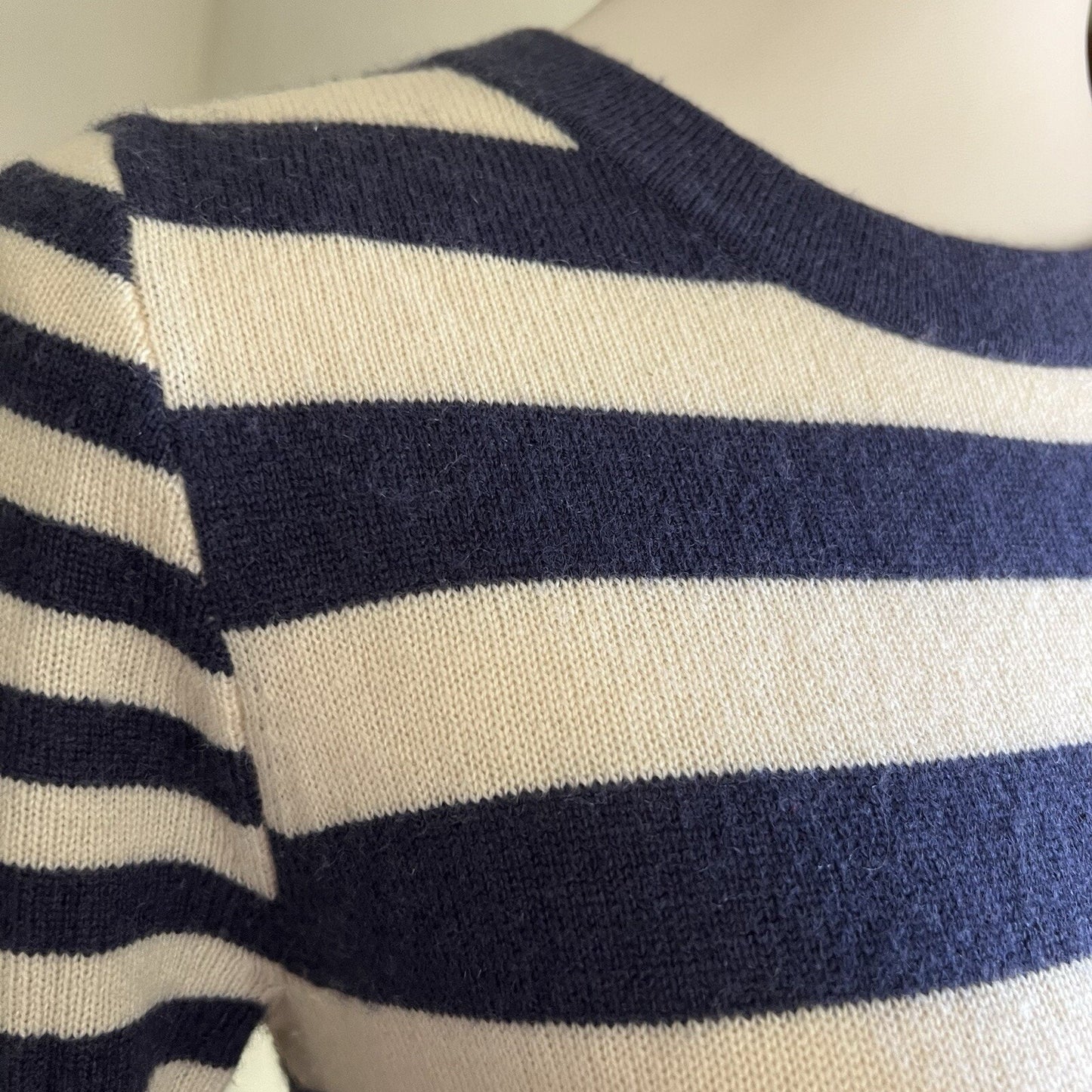 Cashmere J. Crew Sweater Small Pullover Breton Rugby Stripe Long Sleeve Preppy